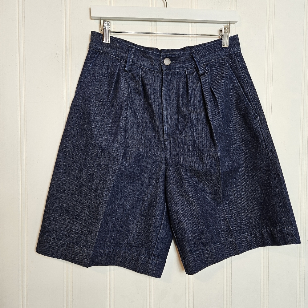 Banana Republic Piper Bermuda Shorts Womens Size 26 High Rise Dark Wash Pleated - Picture 2 of 16